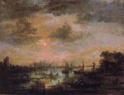Aert van der Neer, Fishing by moonlight